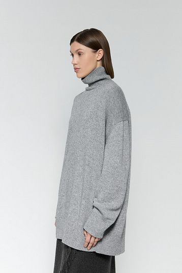 Свитер из смесового кашемира серый