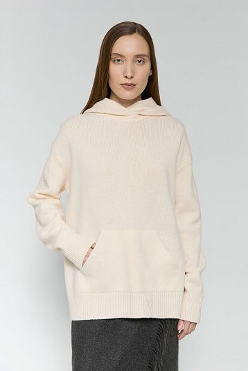 Худи из объемной шерсти сливочный