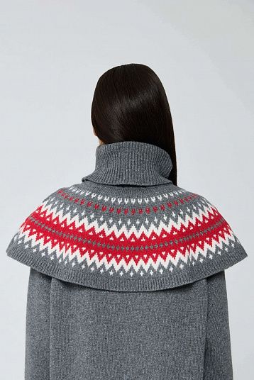 Манишка с узором из смесового кашемира графит, красный, молочный