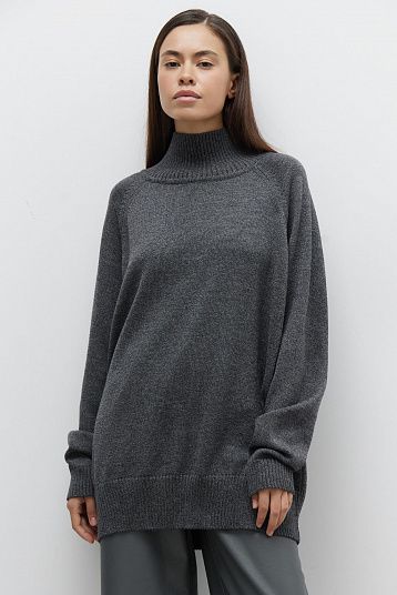 Базовый свитер из мериноса Oversize графит меланж