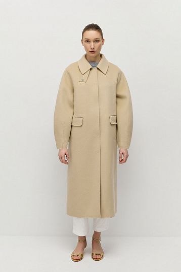 Пальто из шерсти мериноса итальянский бежевый