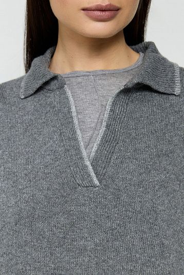 Поло из смесового кашемира графит/серый