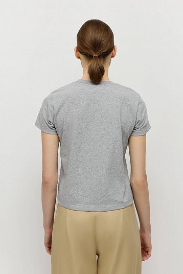 Футболка с винтажным принтом  серый меланж