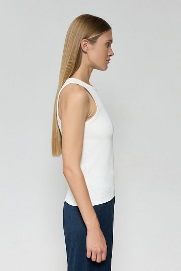 Майка базовая из хлопка с шелком молочный