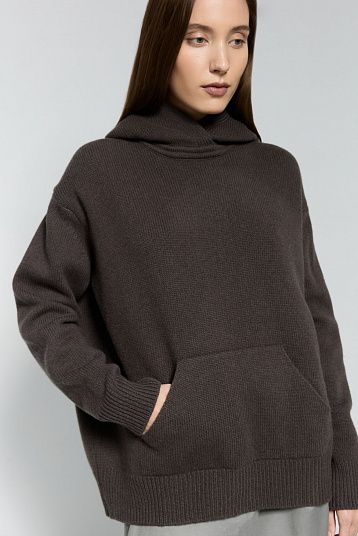 Худи из объемной шерсти асфальт