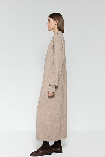 Платье-рубашка из смесового кашемира серо-бежевый