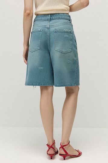 Шорты джинсовые с винтажным эффектом