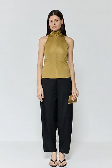 Топ халтер с молнией золото