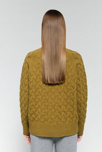 Джемпер в косы из объемной шерсти зеленый