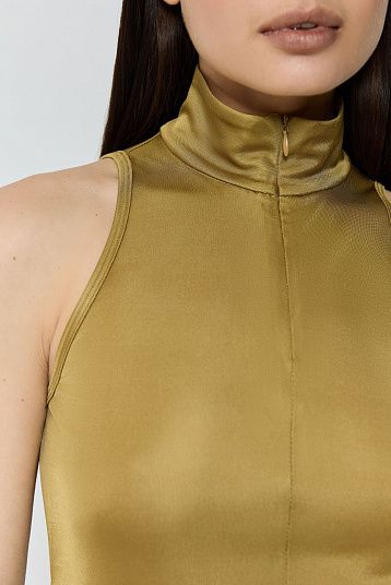 Топ халтер с молнией золото