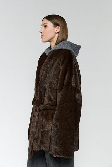 Полупальто меховое коричневый