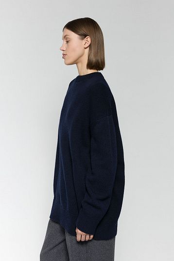 Джемпер из смесового кашемира темно-синий