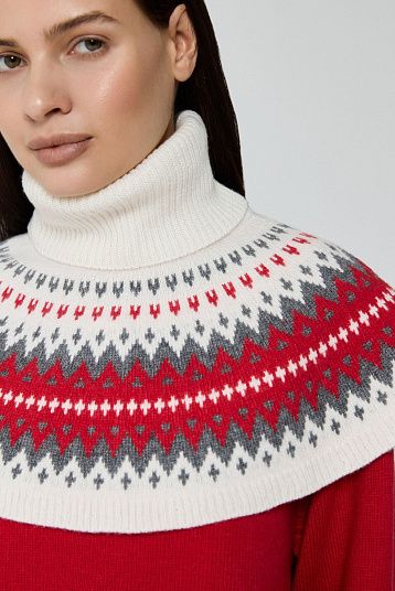 Манишка с узором из смесового кашемира молочный, красный, графит