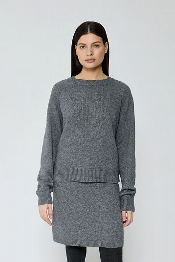 Джемпер кроп из смесового кашемира графит