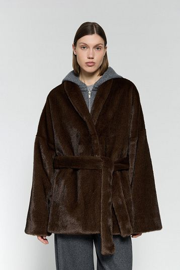 Полупальто меховое коричневый