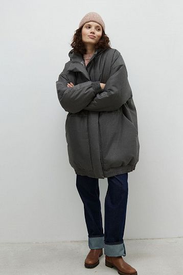 Куртка-бомбер утепленная из шерсти с мембраной серый