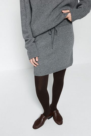 Юбка мини из смесового кашемира графит