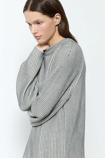 Джемпер двухсторонний из хлопка серый/светло-бежевый