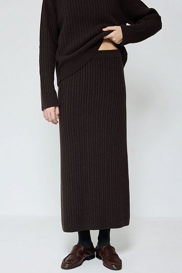 Костюм в косы из смесового кашемира темно-коричневый