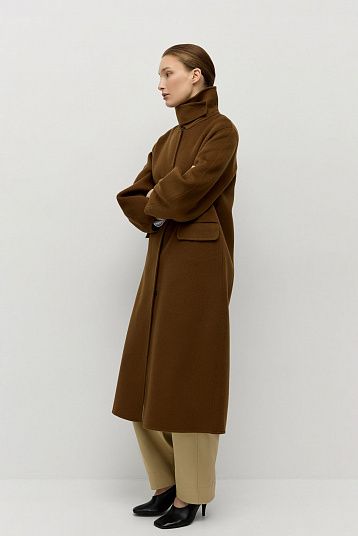 Пальто из шерсти мериноса ореховый