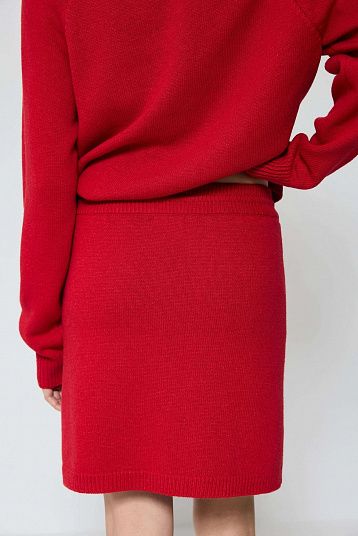 Юбка мини из смесового кашемира красный