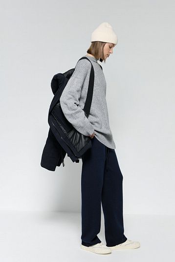 Брюки из смесового кашемира темно-синий