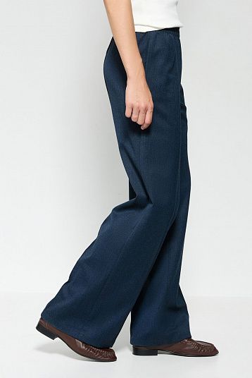 Брюки на любой случай из шерсти темно-синий