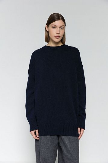 Джемпер из смесового кашемира темно-синий