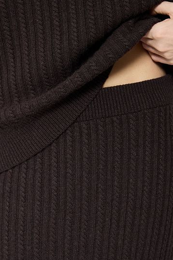 Костюм в косы из смесового кашемира темно-коричневый