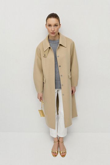 Пальто из шерсти мериноса итальянский бежевый