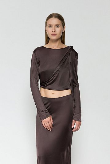 Лонгслив асимметричный портвейн