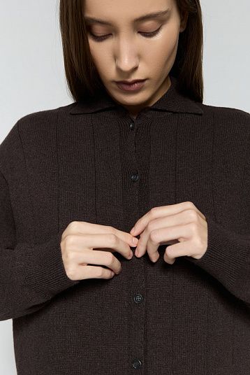 Платье-рубашка из смесового кашемира темно-коричневый