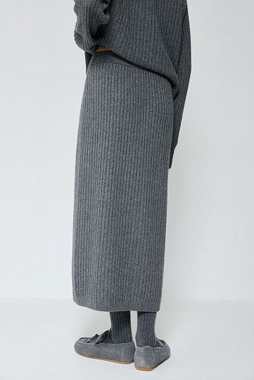 Костюм в косы из смесового кашемира графит