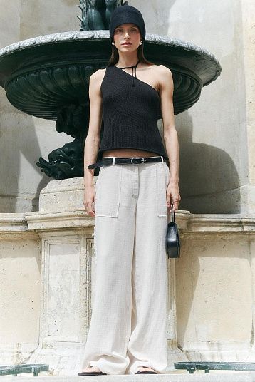 Брюки с необработанным краем светло-бежевый