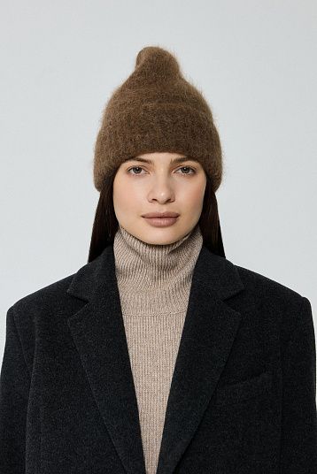 Шапка из альпаки коричневый