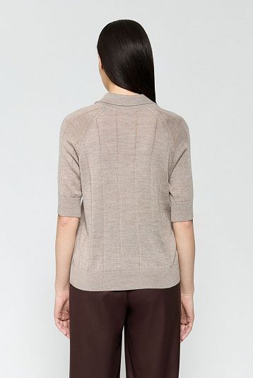 Поло из вискозы с мериносом какао