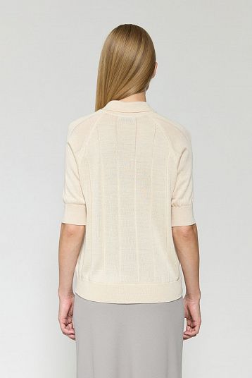 Поло из вискозы с мериносом экрю