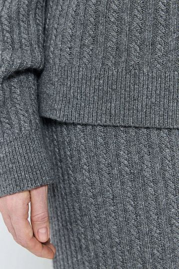 Костюм в косы из смесового кашемира графит