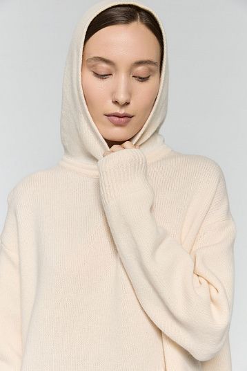 Худи из объемной шерсти сливочный