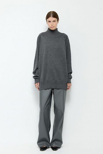 Базовый свитер из мериноса Oversize графит меланж