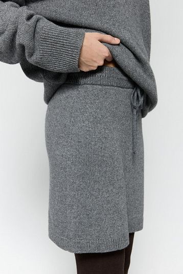 Юбка мини из смесового кашемира графит