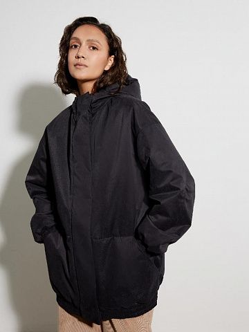 Куртка-бомбер с капюшоном  черный