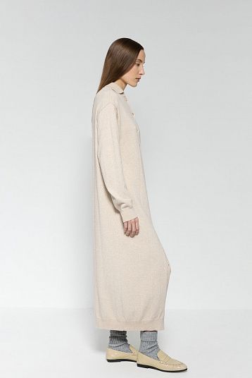 Платье-рубашка из смесового кашемира бежевый меланж