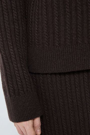 Костюм в косы из смесового кашемира темно-коричневый