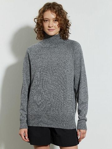 Базовый свитер из мериноса черный/белый меланж
