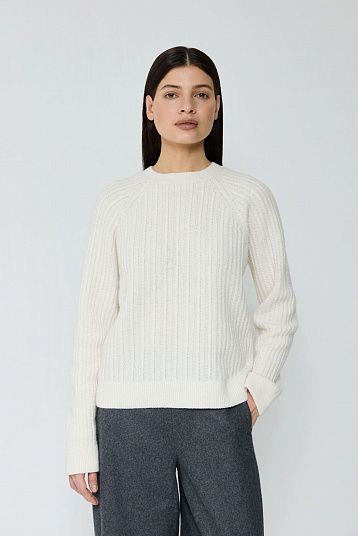 Джемпер в косы из смесового кашемира молочный