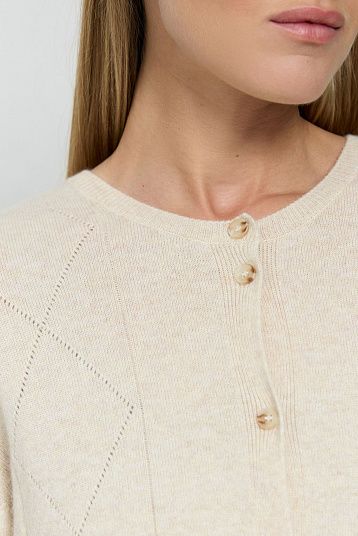 Кардиган с ромбами из смесового кашемира сливочный