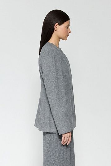 Пальто-жакет серый меланж