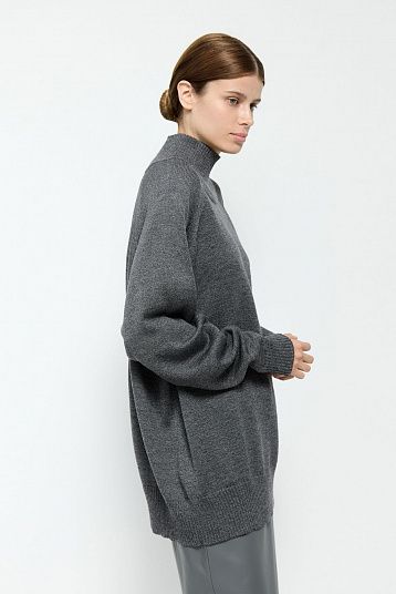 Базовый свитер из мериноса Oversize графит меланж