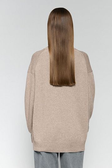 Джемпер из смесового кашемира серо-бежевый
